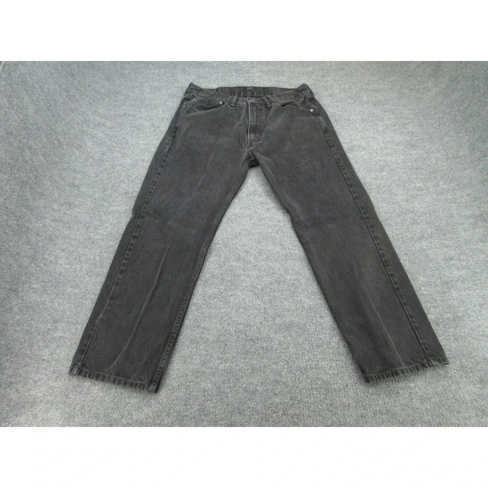 Levi's Mens Jeans Regular Fit Black Straight Leg 505 Denim W36 L32